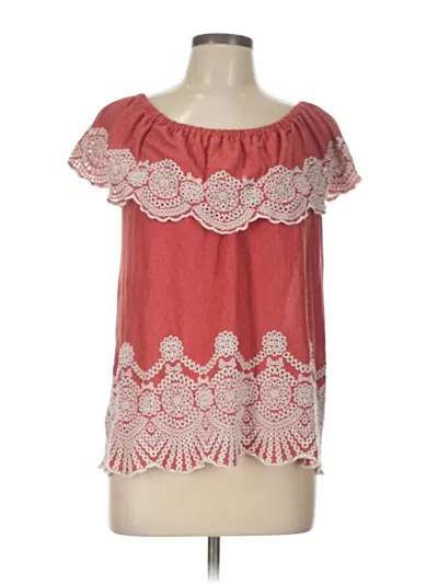 Pre-owned Fever Short Sleeve Top Red Off The Shoulder Neckline Tops