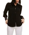 FEVER SOLID SOFT CREPE BLOUSE WITH LACE CUFF
