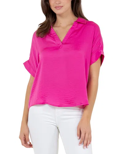 Fever Split Neck Top In Very Berry