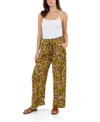 Fever Women's Print Drawstring Pant In Star Olive