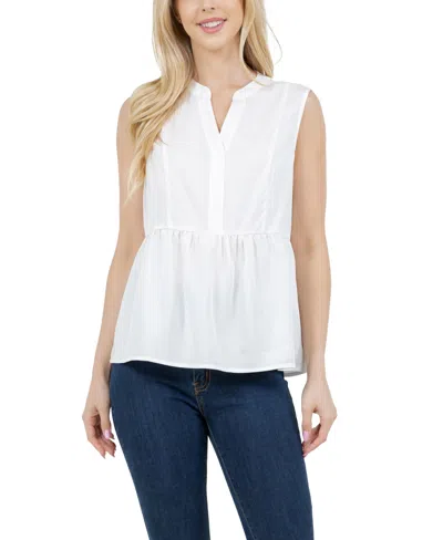 Fever Women's V-neck Sleeveless Top In White