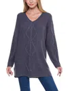 FEVER WOMENS CABLE KNIT LONG SLEEVE PULLOVER SWEATER