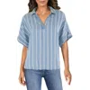 Fever Printed Lyocell High Low Top With Collar In Blue