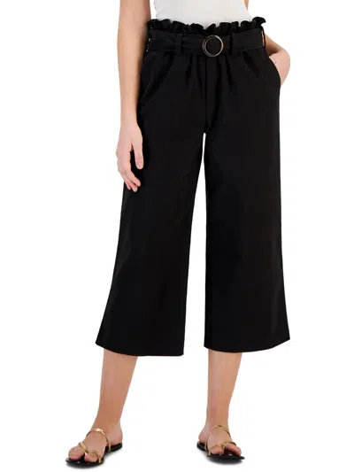 Fever Womens Twill High Rise Paperbag Pants In Black