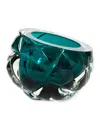 Feyz Studio Cut Hand-blown Glass Lagoon Blue Vase - Medium In Green
