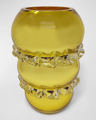 Feyz Studio Frills Mirrored Vase In Yellow