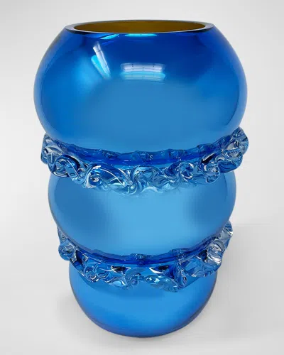 Feyz Studio Frills Mirrored Vase In Blue