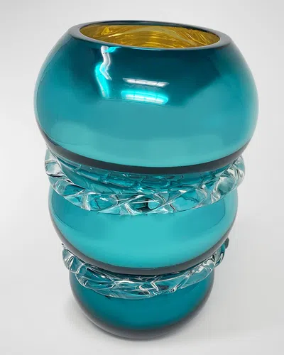 Feyz Studio Rope Mirrored Vase In Blue