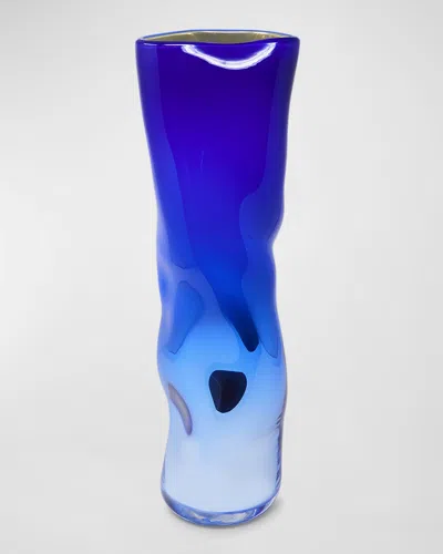 Feyz Studio Wavy Mirrored Vase In Blue