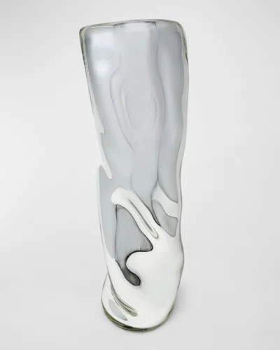 Feyz Studio Wavy Mirrored Vase In Silver Mirrored