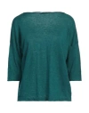 Fezbag® Fezbag Woman Sweater Deep Teal Size 2 Linen In Green
