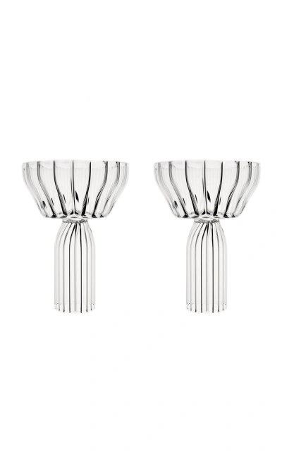 Fferrone Margot Set-of-two Glass Champagne Coupes In Transparent