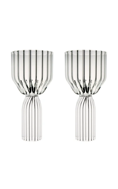 Fferrone Margot Set-of-two Glass Dessert Goblets In Transparent