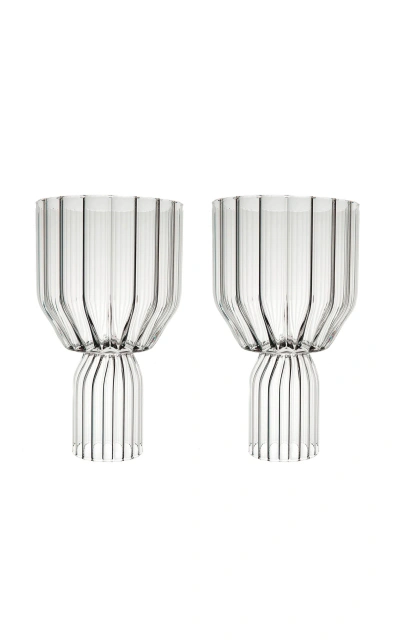 Fferrone Margot Set-of-two Glass Red Wine Goblets In Transparent