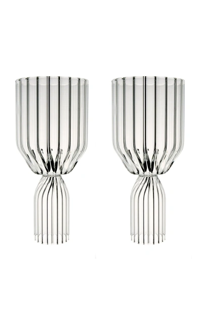 Fferrone Margot Set-of-two Glass White Wine Goblets In Neutral