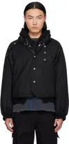 Fffpostalservice Black Damaged Round Hem Curved Zip-up Hoodie