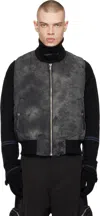 Fffpostalservice Black Garment Dye Wash Ma-1 Bomber Vest In Black Garment Dye