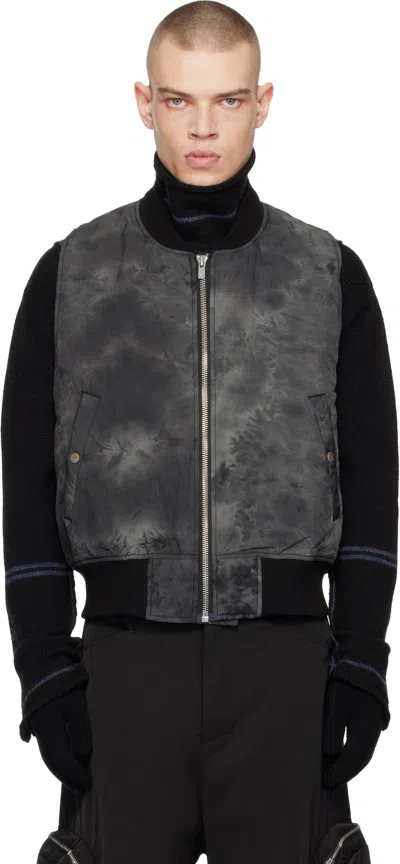 Fffpostalservice Black Garment Dye Wash Ma-1 Bomber Vest