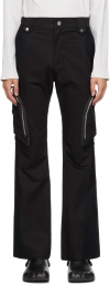 Fffpostalservice Flared Cargo Trousers In Black