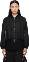 Fffpostalservice Black Waxed Cotton Zip Ma-1 Bomber Jacket In Black