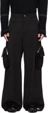 Fffpostalservice Black Wide Backzip Cargo Pants In Black