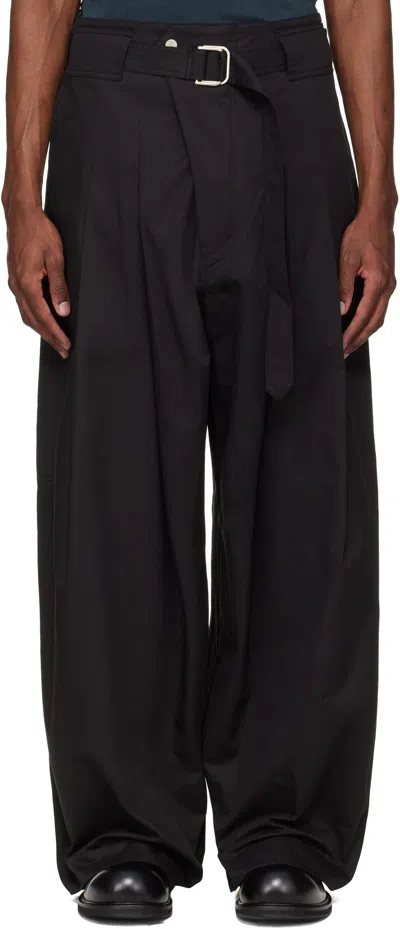 Fffpostalservice Black Wide Belted Trousers