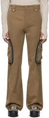 Fffpostalservice Brown Flared Cargo Pants In Beige