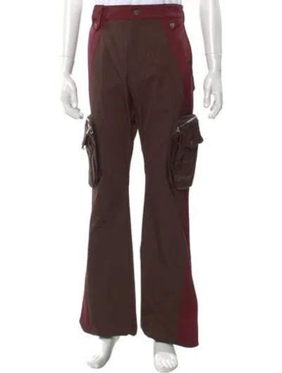 Pre-owned Fffpostalservice Colorblock Pattern Cargo Pants In Brown