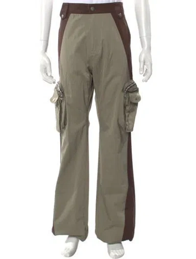 Pre-owned Fffpostalservice Colorblock Pattern Cargo Pants In Green