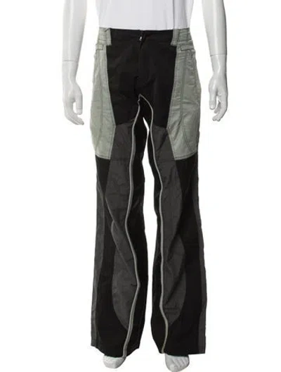 Pre-owned Fffpostalservice Colorblock Pattern Pants In Black