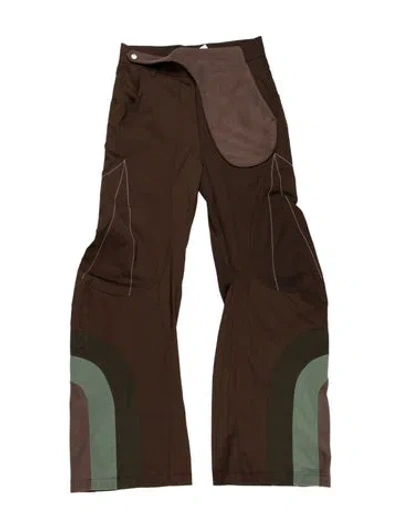 Pre-owned Fffpostalservice Colorblock Pattern Pants In Brown