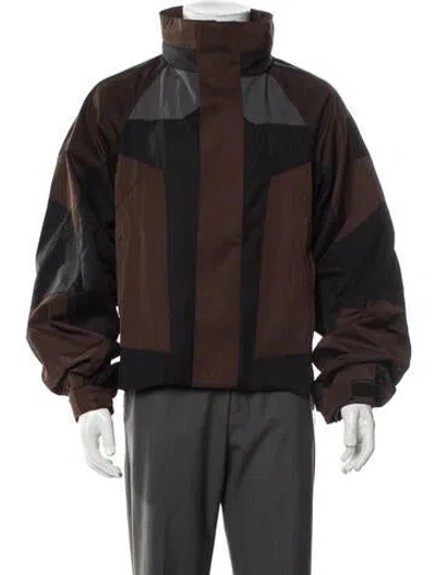 Pre-owned Fffpostalservice Colorblock Pattern Windbreaker W/ Tags In Brown