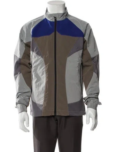Pre-owned Fffpostalservice Colorblock Pattern Windbreaker W/ Tags In Gray