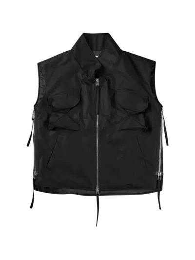 Fffpostalservice Darted Kalf Zip-detail Vest In Black