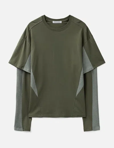 Fffpostalservice Diffraction Knit Layered Longsleeve In Green