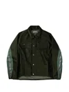 Fffpostalservice Ff Bunker Waxed Reflective-panel Jacket In Green