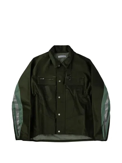 Fffpostalservice Ff Bunker Waxed Reflective-panel Jacket In Green