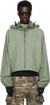 Fffpostalservice Khaki Parachute Hooded Cropped Jacket In Tokyo Green