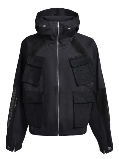 Fffpostalservice Mesh-panelled Hooded Jacket In Black