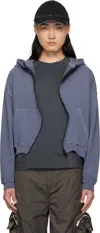 Fffpostalservice Navy Round Hem Curved Zip-up Hoodie