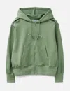 Fffpostalservice Reverse Round Hem Zip Hoodie In Green