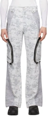 Fffpostalservice Ssense Exclusive Gray V3 Cargo Pants In Snow Camo/mesh