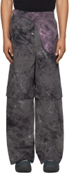 Fffpostalservice Ssense Exclusive Gray Wide Waistbag Convertible Trousers In Washed Black/purple