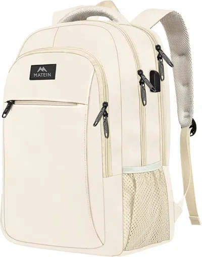 Ffic 15.6 Inch Travel Laptop Backpack, Sturdy Computer Backpack For Women Men With Usb Charging Port, Lig In White