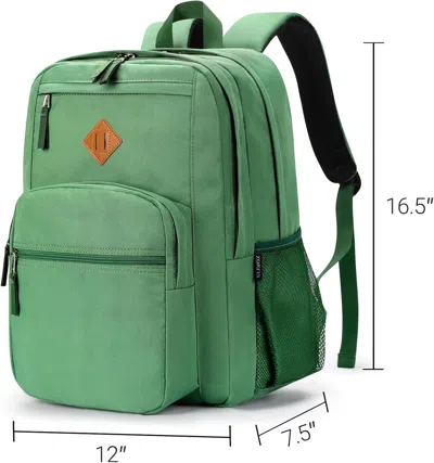 Ffic 26l Backpack For College, And Travel: Water Resistant Bookbag In Green