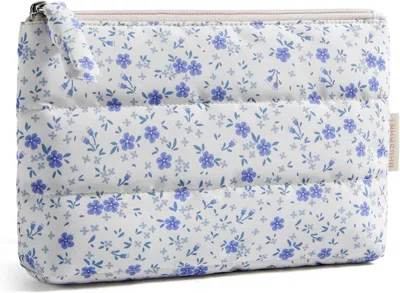 Ffic Small Makeup Bag, Puffy Portable Cosmetic Pouch With Charm Zipper, Water-resistant Travel Organizer  In Blue