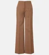 Fforme Agel High-rise Virgin Wool Wide-leg Pants In Brown
