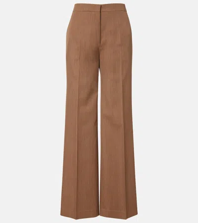 Fforme Agel High-rise Virgin Wool Wide-leg Pants In Brown