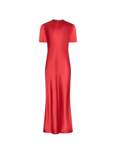 Fforme Akriti Satin Slim-fit Maxi Dress In Red