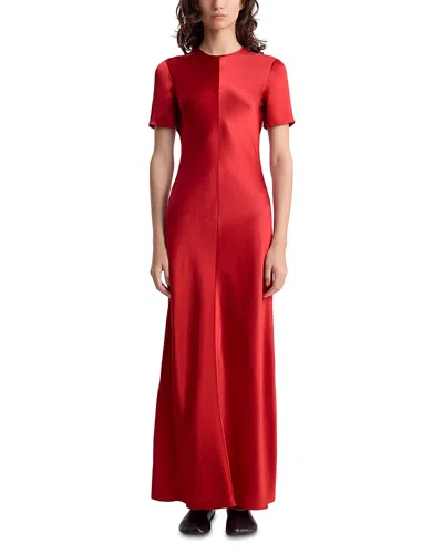 Fforme Akriti Short Sleeve Bias Cut Dress In Red
